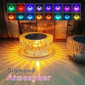 Lampe de Table en Cristal à Gradation tactile, Veilleuse Rechargeable par USB