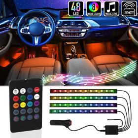 Car Atmosphere Light Multi-color Kit Decoration Lamp with Wireless Remote Control