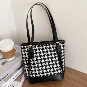 Sacs à bandoulière pied-de-poule Vintage pour femmes grande capacité