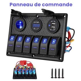 Panneau de commande 12 V pour Bateau avec Affichage de Voltage – لوحة تحكم