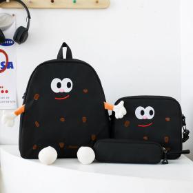 Ensemble de sacs d’école Kawai pour adolescents 3Pcs Language Noir – محفظة 3 قطع كاواي أسود