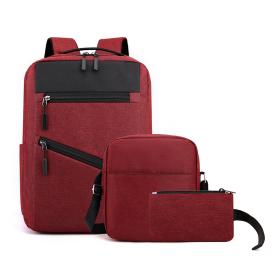 Sac à dos homme avec sac bandoulière et trousse 3en1 rouge 127772-5 – محفظة ظهر رجالية 3 قطع أحمر