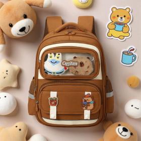 حقيبة ظهر أطفال مرحة بعدة جيوب مع دمية – LM-5122 لون بني