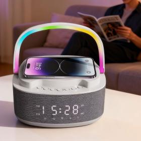 Haut Parleur Bluetooth Portable S301 à LED RGB chargement sans fil 15W – مكبر صوت بلوتوث وشاحن لاسلكي 2في1