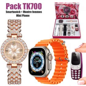 Pack Smartwatch Ultra X2 avec 7 Bracelets Montre pour Femmes – طقم ساعة ذكية وساعة نسائية مع هاتف حجم صغير