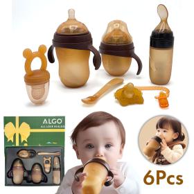 Ensemble pour bébé nouveau-né 6Pcs biberons en silicone sans BPA – طقم أدوات رضيع من السيليكون