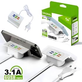 Station De Charge Rapide USB Avec 6 Prises et support Smart-phone  - قاعدة شحن سريعة مع 6 مقابس، حامل هاتف