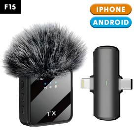 Microphone Sans Fil Professionnel 2en1 pour iPhone et Android F15 – ميكروفون لاسلكي متعدد المنافذ