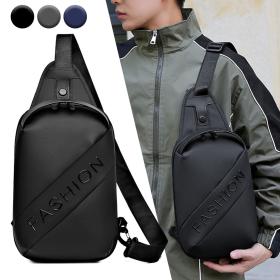 Fashion Black Sac de poitrine décontracté pour hommes avec bandoulière LX068 - Bleu